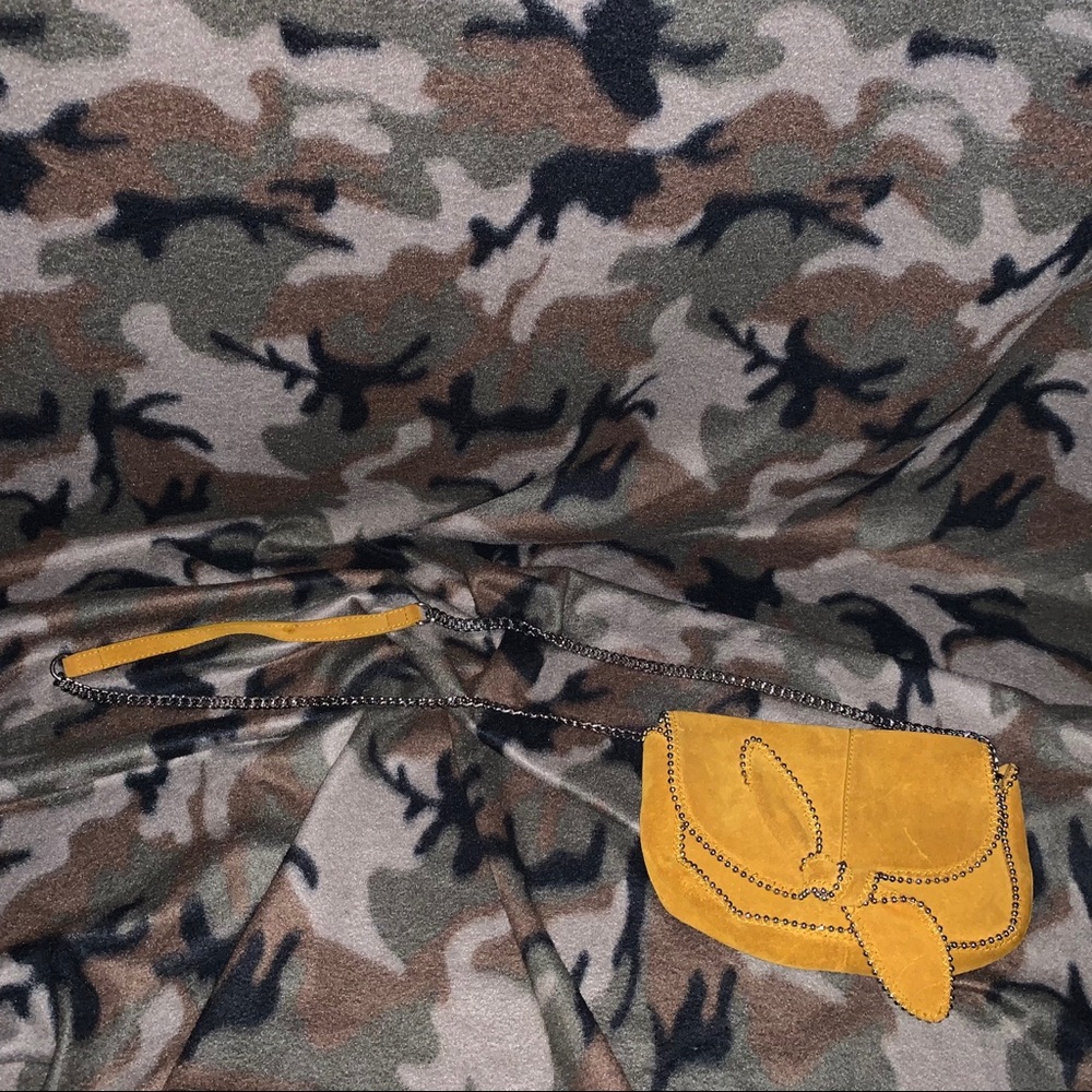 Zara genuine leather/suede chain crossbody Mustard